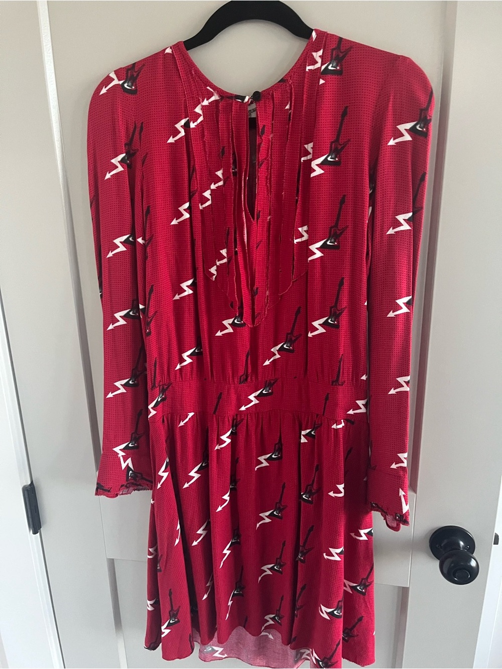 NWT zadig & voltaire Red Long-Sleeve Graphic Print Women's Dress small